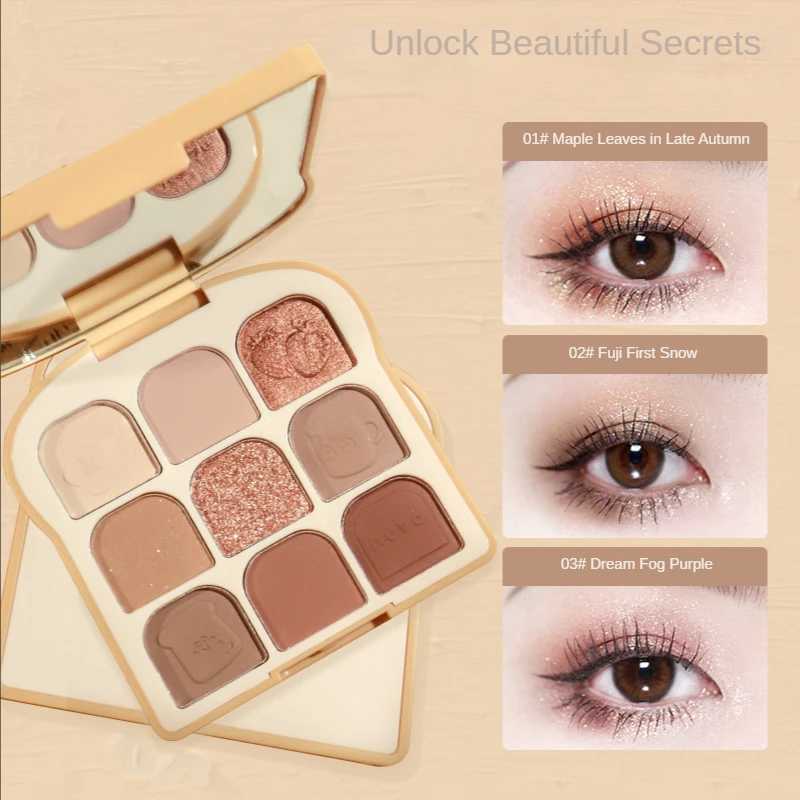 Cute Toast 9colors Pearlescent Eyeshadow Palette Blush Matte Eye Plate Lasting Water Proof Female Cosmetic Makeup Palette BeautyCL240812