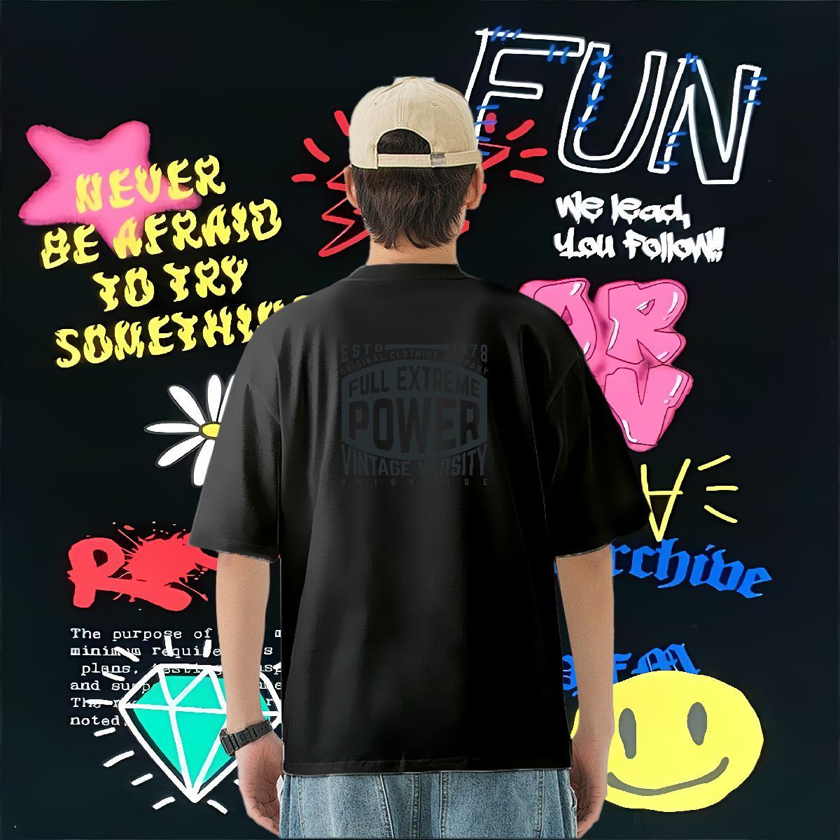 Fashion New T shirt letter Tops Shirt 100% Cotton 230g Anime Printing Street Cool DIY Printed Round Neck Short Sleeve Mens Tshirts