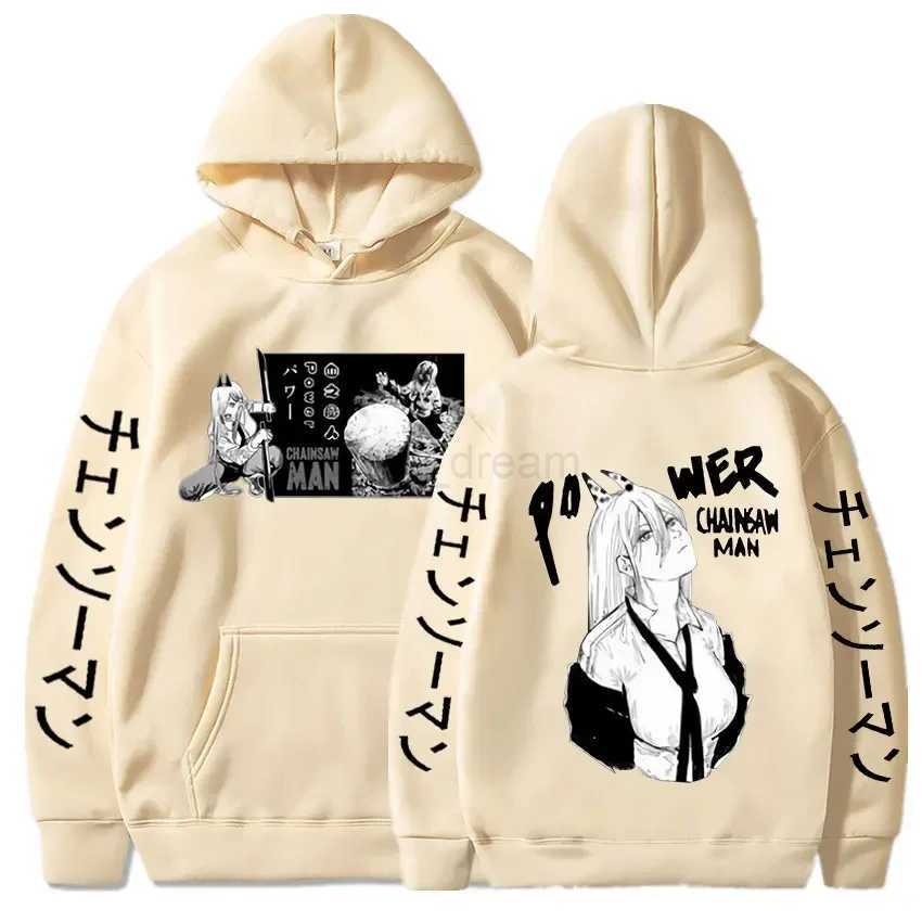 Harajuku Anime Chainsaw Man Power Cute Printed Hooded Plus Size Hoodie Men Women Sweatshirts Comfortable Unisex Warm PulloverXJ240812