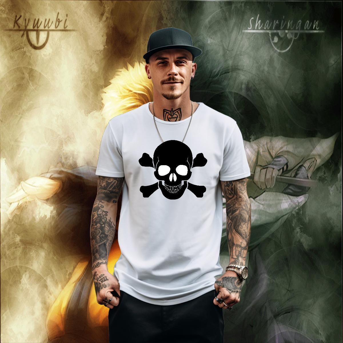 Factory Direct T Shirts Men skull Tees Shirts 230g Cotton Outdoor TOP Quality Floral Print Crew Neck Men Clothes T-Shirt