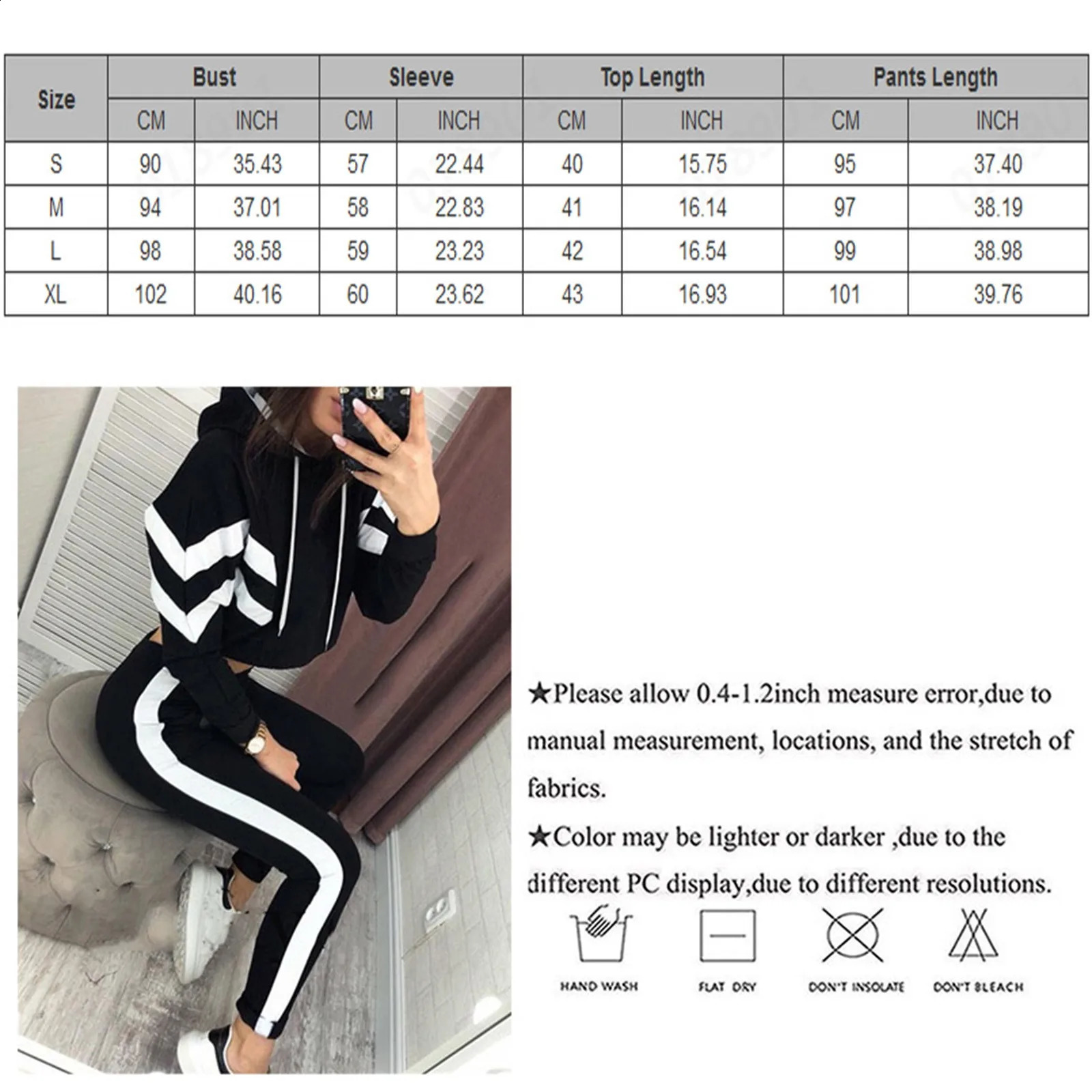 Ladies Tracksuit Set Fashion Hooded Long Sleeve Color Block Sportswear Casual Suit Hoodies Pullover Long Pants 2pcs Set Mujer 240812