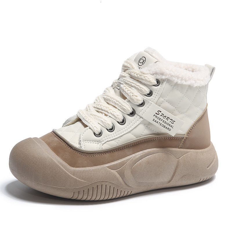 Ddmysports Igh Top Winter New Plush Women S Cotton Versatile Bread Shoes Thick Soled Snow Boots Trend XT Outdoor Shoes