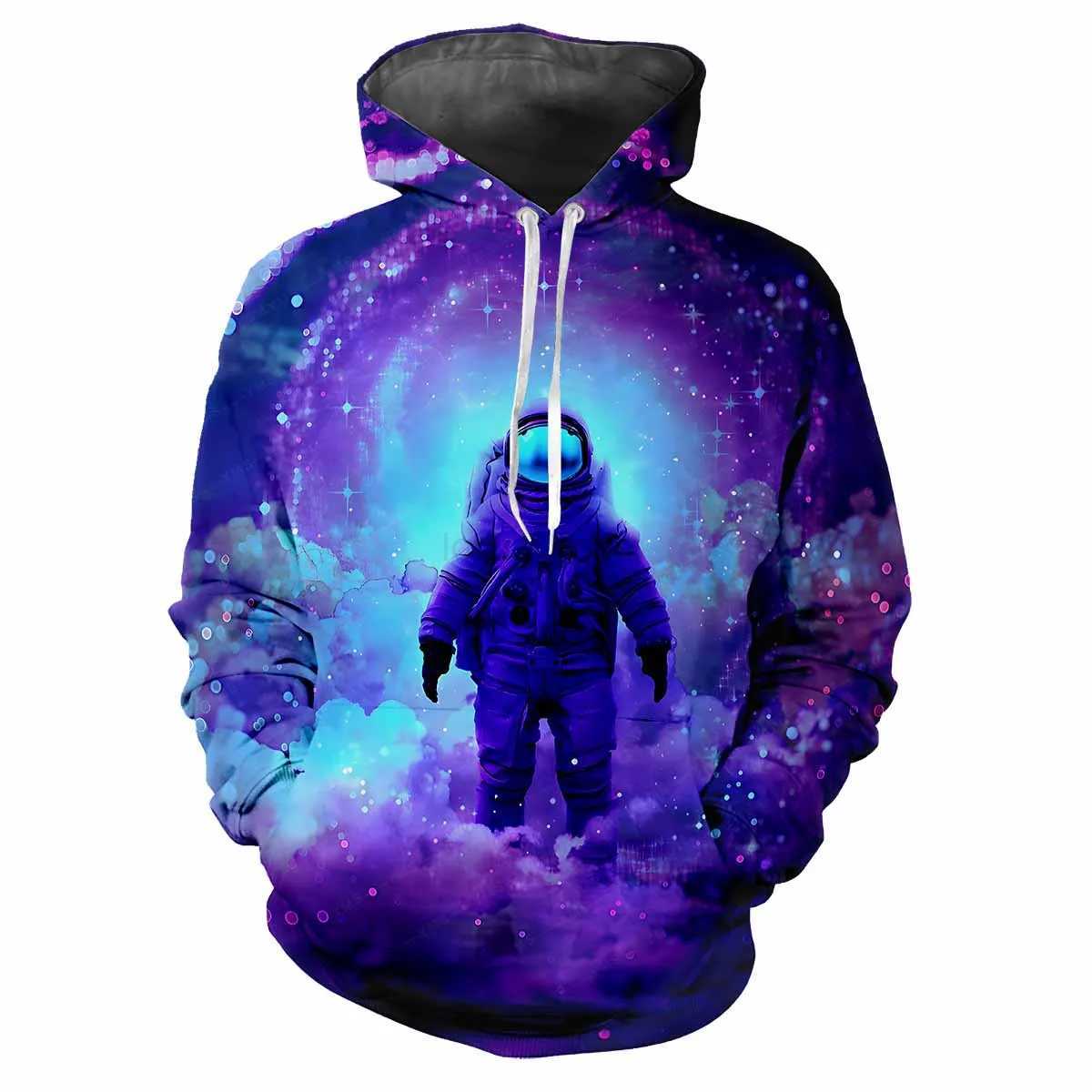 Space 3D Science Fiction Harajuku Printed Street Fashion Adventure Personalized Mens Womens Soft Fashion Street Hip Hop HoodieXJ240812
