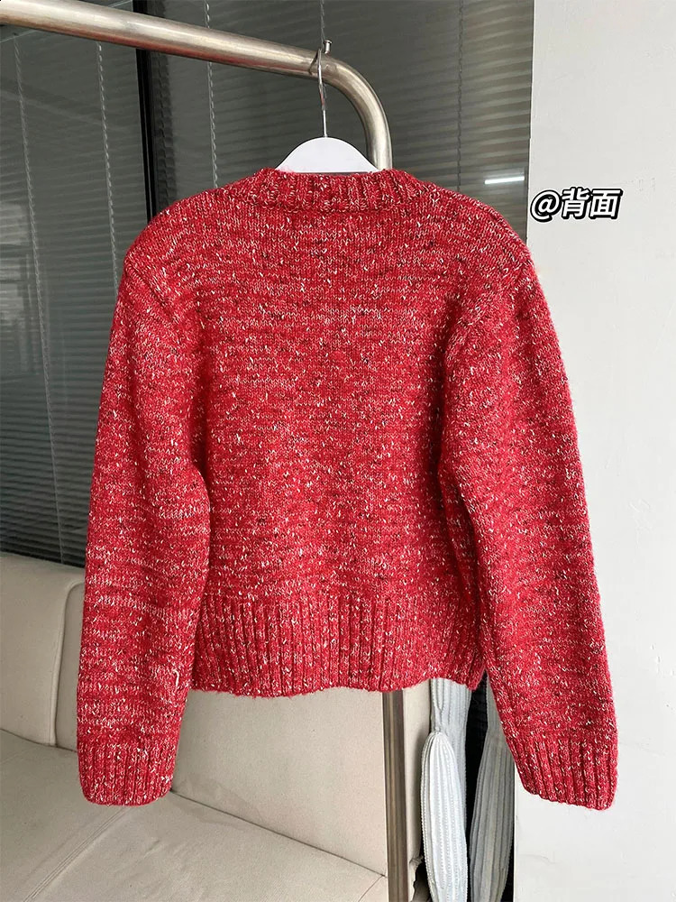 American Christmas Sequins Sweater Women Oversized Knitted Jumper Loose Korean Fashion Sweet Pullover High Quality Preppy Style 240812
