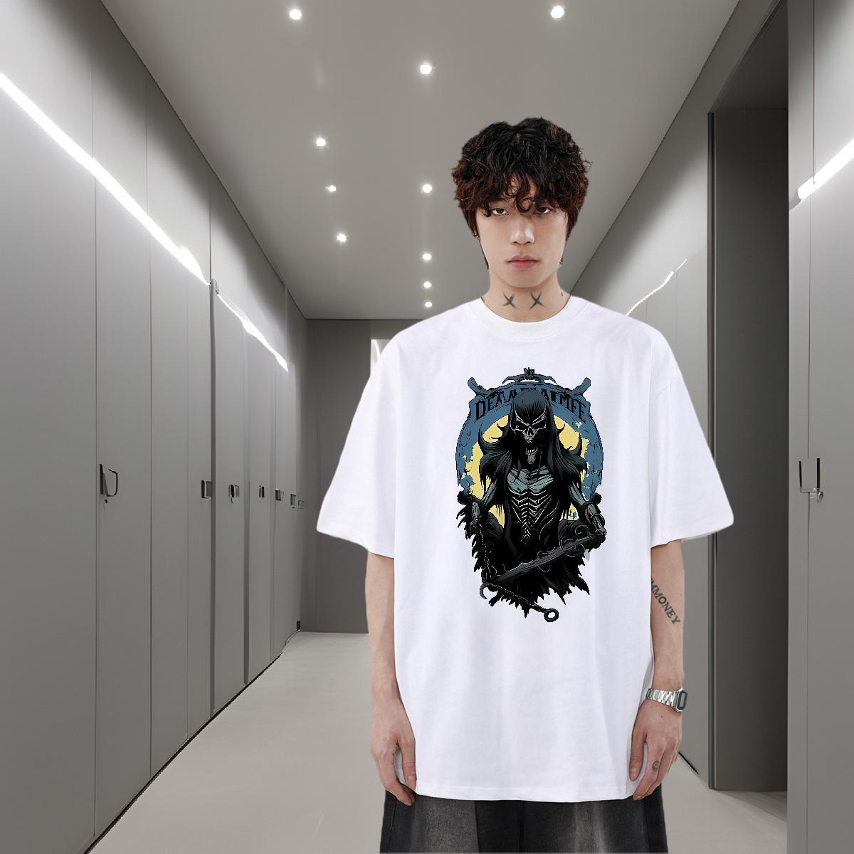 Factory Direct T Shirts Men skull Clothings 100% Cotton 230g Casual Beach Cool Custom Print Plus Size Breathable Short Sleeve Couples T Shirts