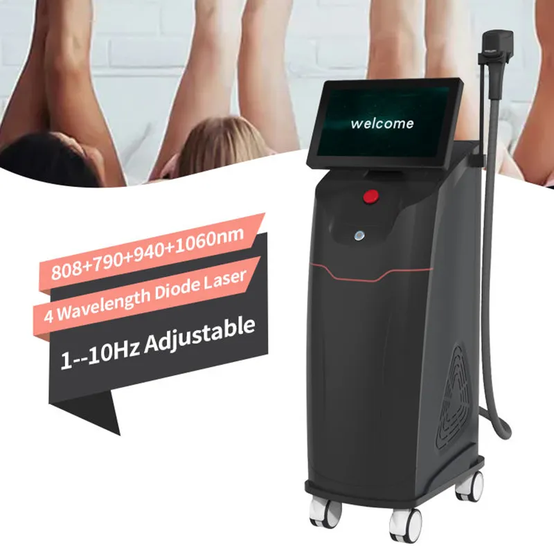 Medical Diode Laser Hair Removal Machine 1800W 790/808/940/1060nm Laser Hair Remove Diode Beauty Salon 4 Wavelengths Ice Titanium