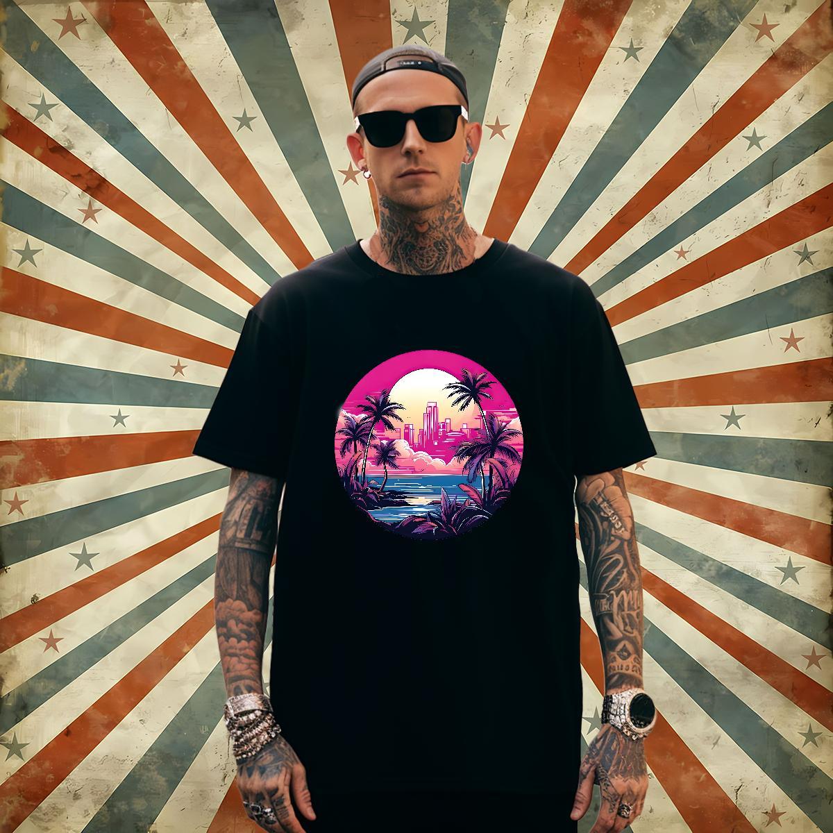 Customized 230g Cotton Men T Shirts Beach Couples T Shirts Polos Round Neck Short Sleeve Loose Fit DIY Logo Oversized