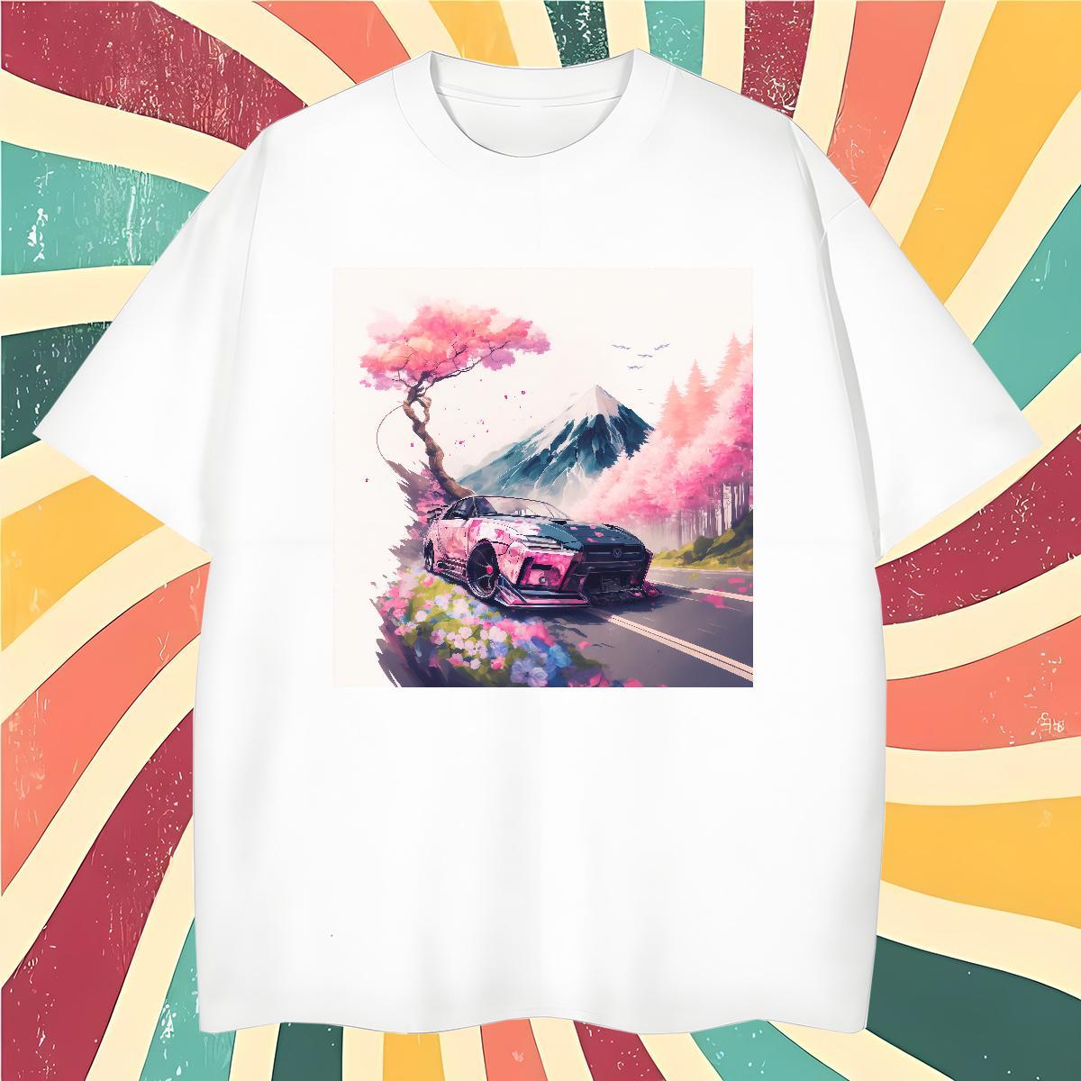 Comfortable Men Clothes T-Shirt car 230g Pure Cotton Street Breathable Short Sleeve Man T Shirts Skull DIY Top Tees