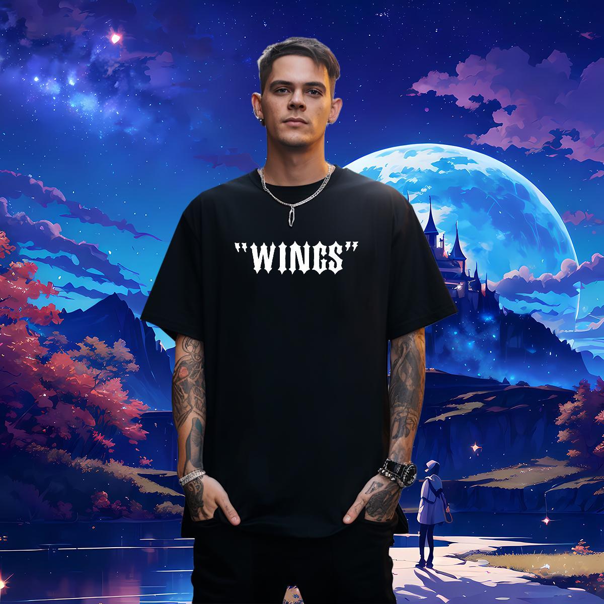 Soft Men Tees letter 230g Pure Cotton Street Crew Neck Breathable T Shirts Men Floral Print New Arrival Polos