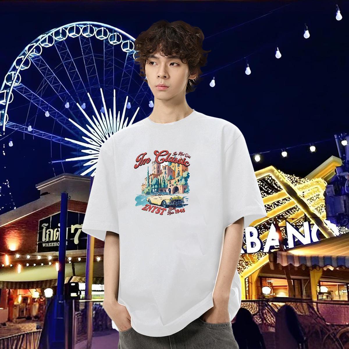 2024 DIY T-Shirts car Tops Shirt 100% Cotton 230g Spring Summer Soft Custom Print Plus Size Breathable Short Sleeve Tshirts
