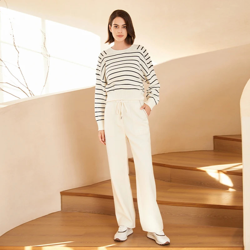 BC-200 Striped Sequined Batwing Sleeved Loose 2/26NM 7GG 100% Merino Wool Clothes Knit woolen Tops For Womens Sweaters 240812
