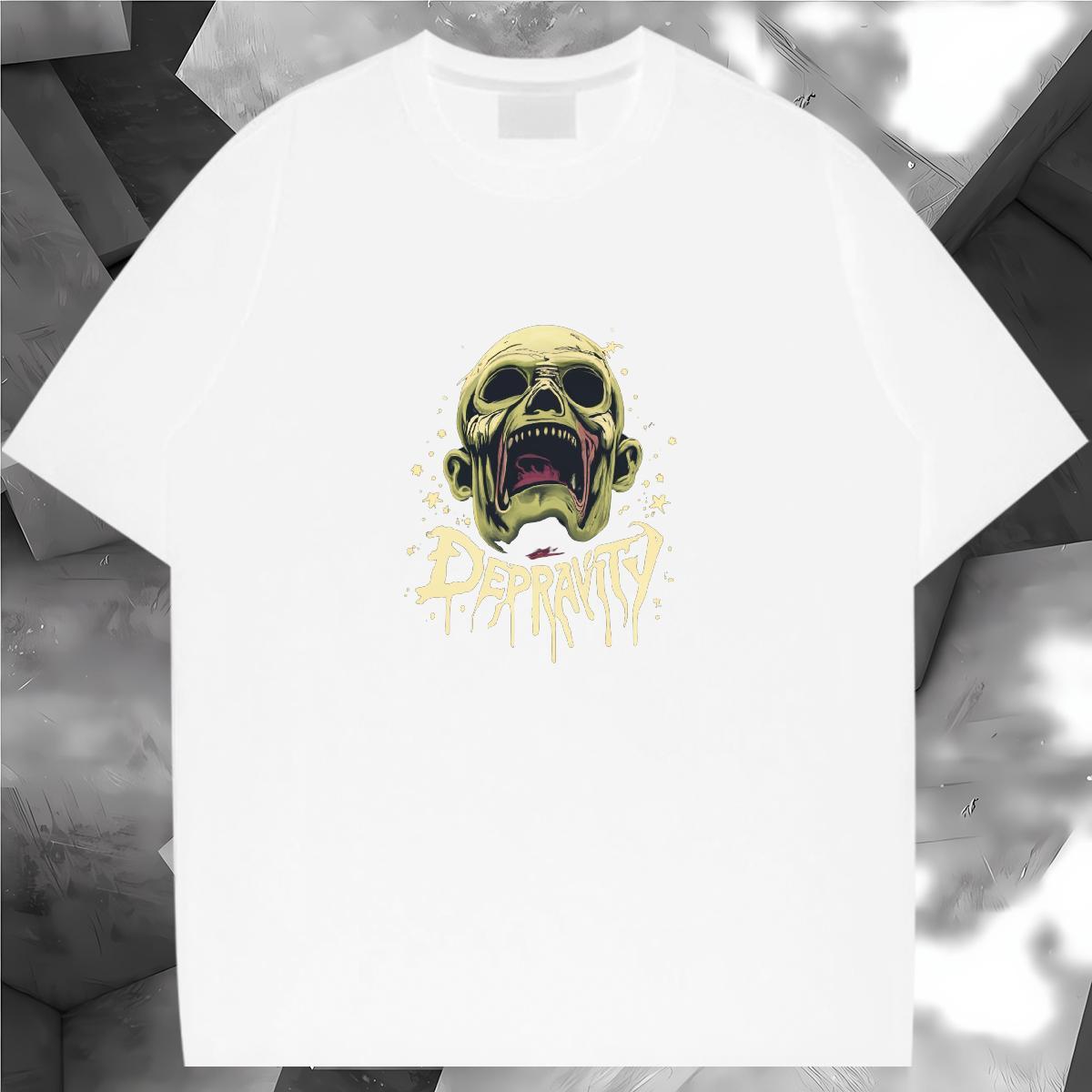 New Arrival Man T Shirts skull Tops Tees 100% Cotton 230g Anime Printing Street Free Shipping Custom Big Size Breathable Crew Neck Men Tshirts