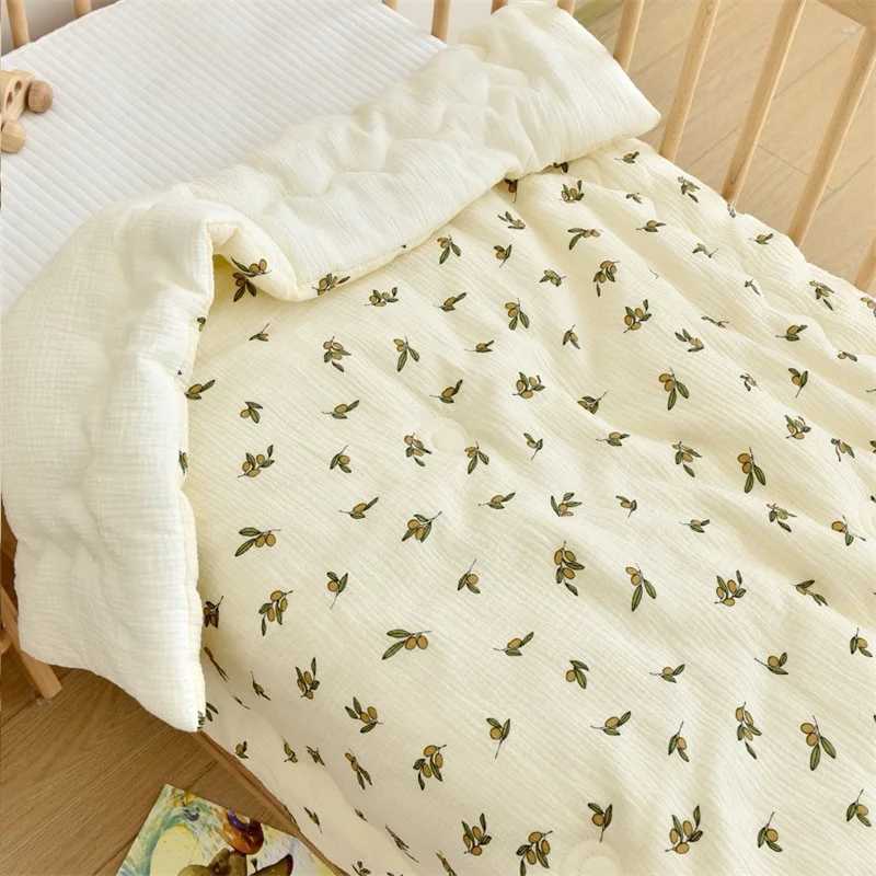 Dropshipping Korean Baby Quilt Pure Plain Cotton Blanket Baby Four Seasons Warm and Soft Swadle Packaging BeddingW240810