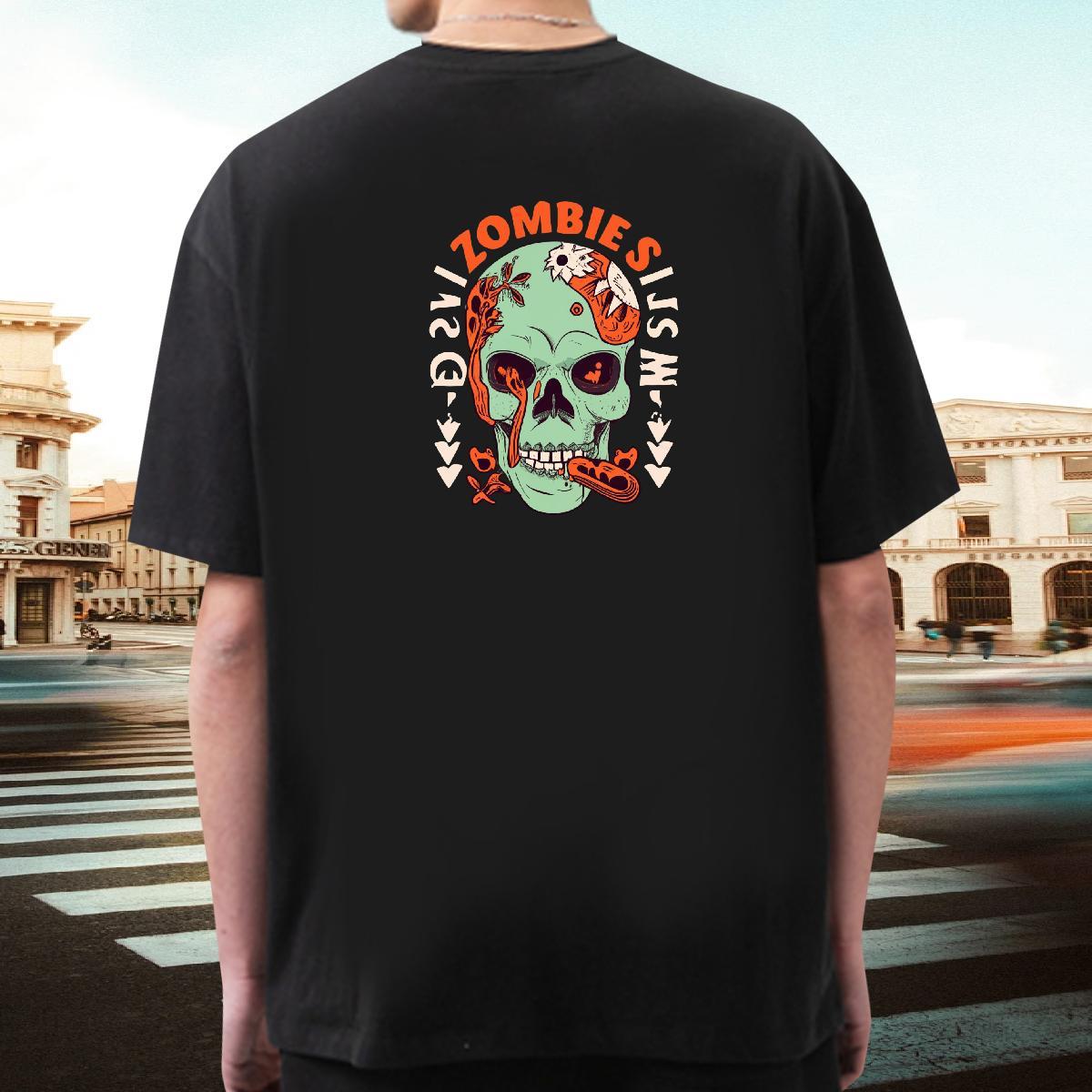 Designer T-Shirts for Men skull Tops Tees 230g Cotton Beach Brand DIY Anime O Neck Short Sleeves Men Tees