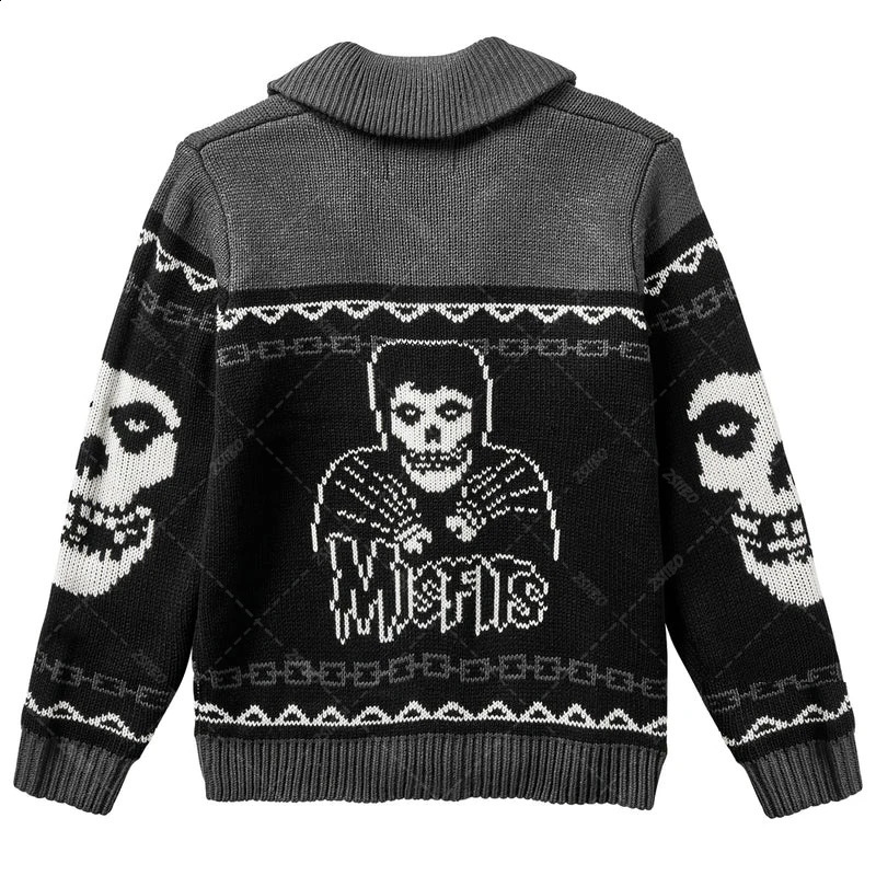 Autumn Winter Harajuku style Gothic Ghost Pattern Sweater Streetwear Fashion Women Pullove Hip-hop Street Knitted Sweater Male 240820
