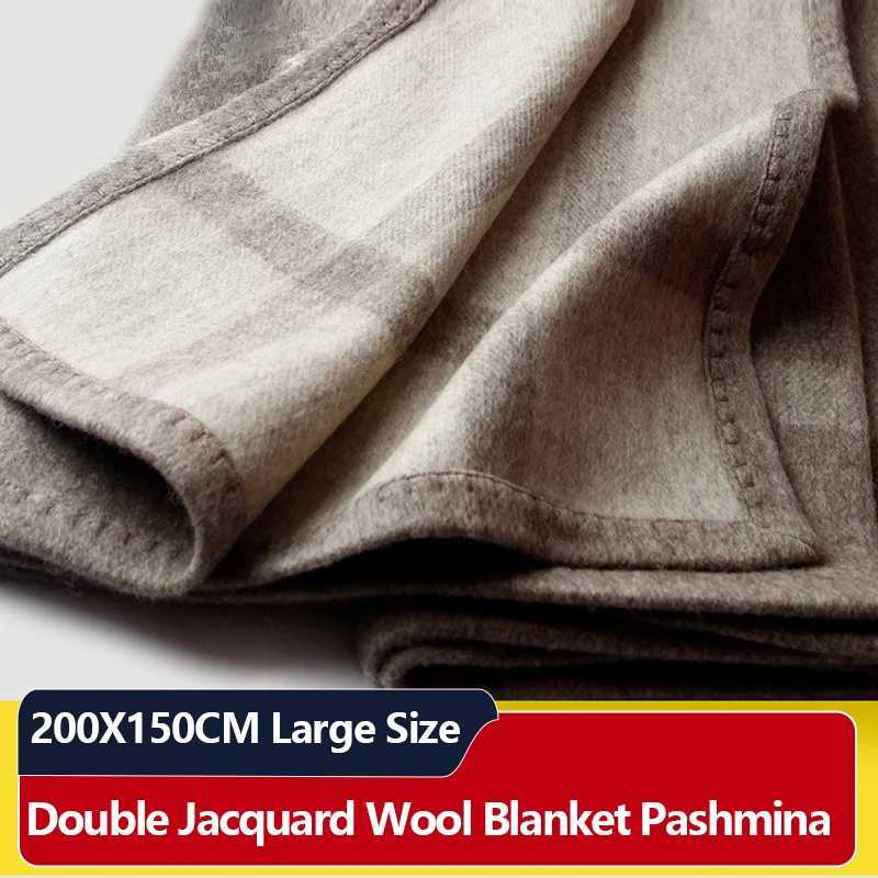 Flat weave wool blanket double-sided jacquard 200X150CM large-sized long raincoat suitable for womens warm pants thick blanket packaging W240810