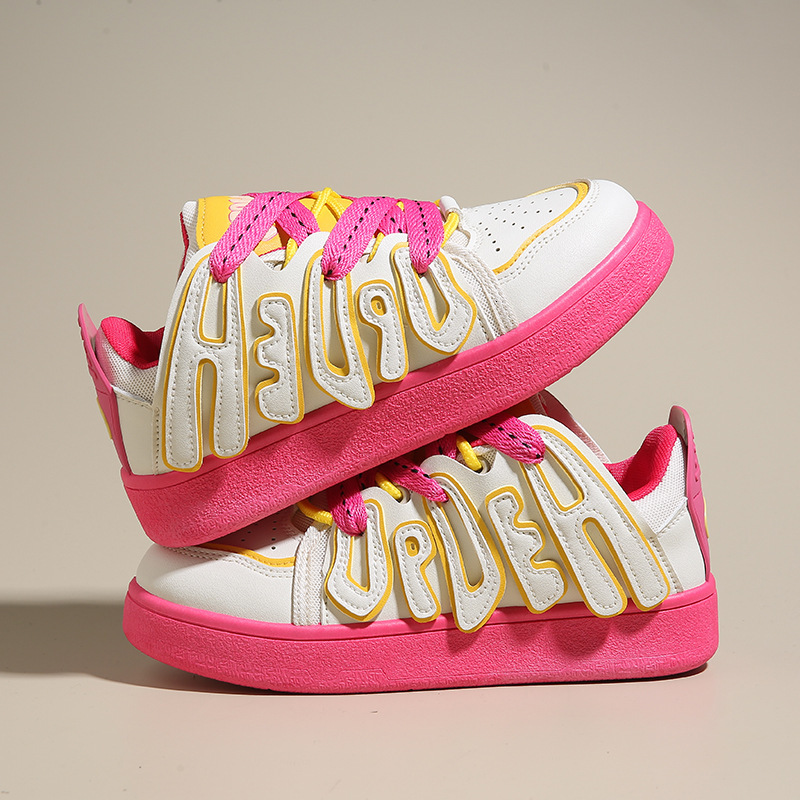 Ddmysports Cherry Blossom Pink Little White Spring New Versatile Board Women S Thick Sole Bread Instagram Shoes Q Outdoor