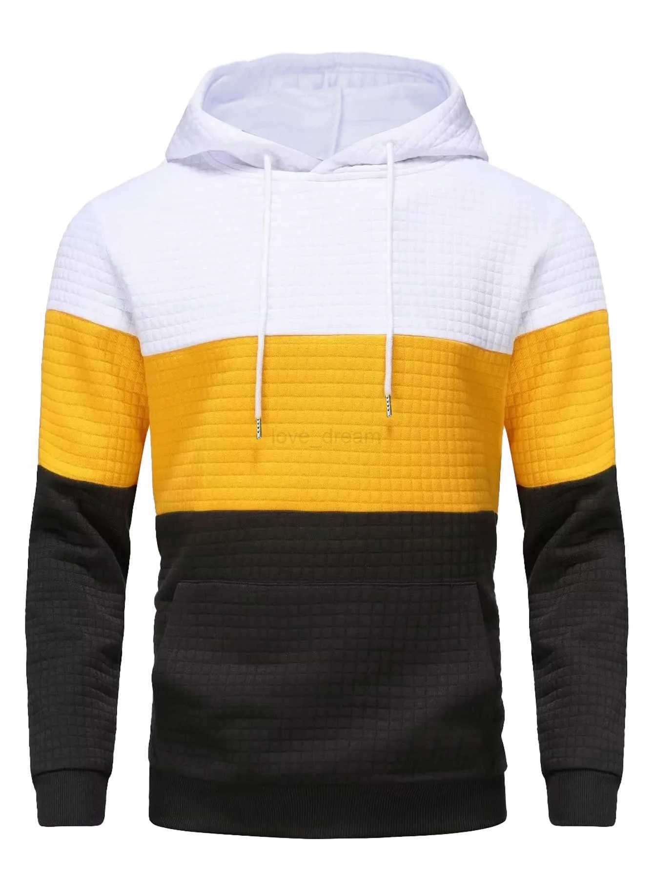 Large size mens hoodie pullover plaid color matching vintage jacquard leisure sports hoodie men SweatshirtsXJ240812