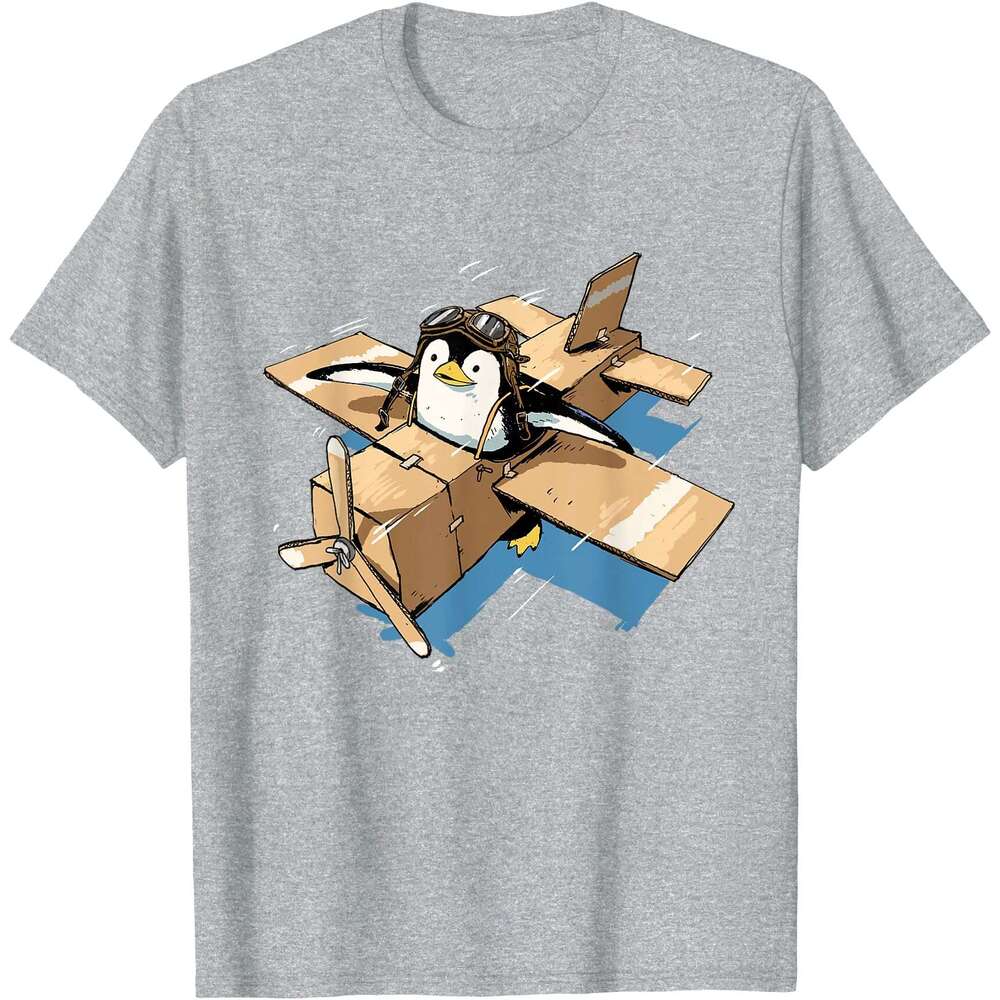 25ss Casual T shirt for Mens Flying Shirt Lover Penguin Airplane Pilot T-Shirt Shirts Tshirt Graphic Tee Tops Clothes Short sleeve Free shipping