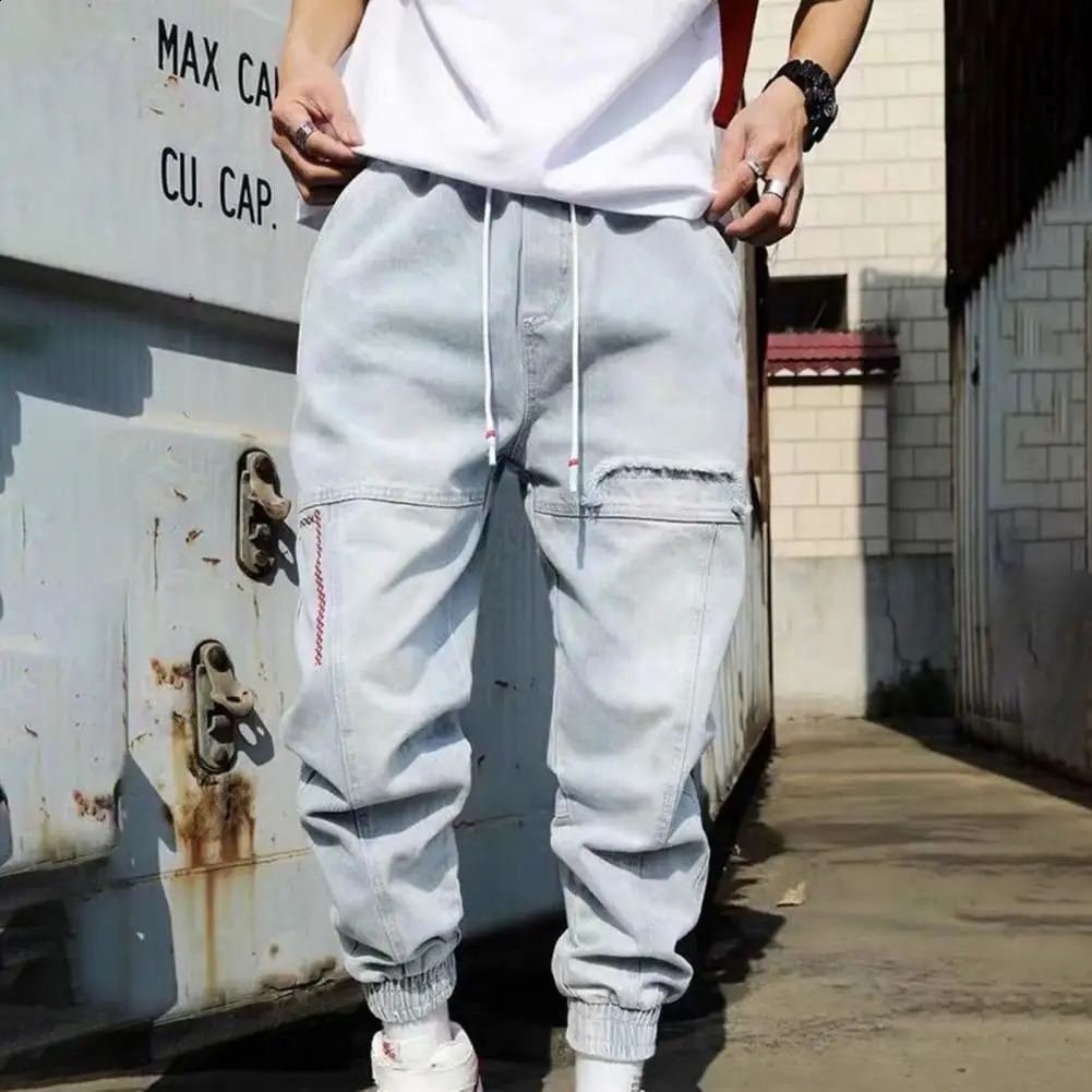 Chic Men Trousers Joggers Spring Summer Trousers Drawstring Match Pants Casual Plus Size Men Trousers 240812