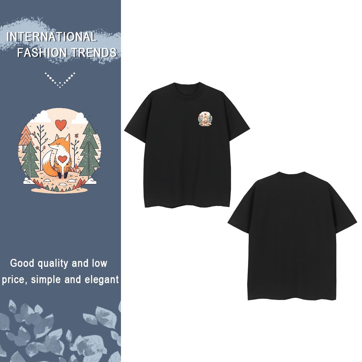 T shirt 230g Pure Cotton fox Street wear Hip Hop Breathable Short Sleeve DIY Anime Men Clothes T-Shirt Designer Fashion Classic Tops Tees