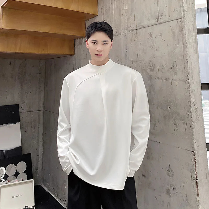 Autumn Dark Department Chinese Style Stand Collar Long Sleeve T-Shirt Trendy Mens Minority Simple And Versatile Trendy T-Shirt 240812