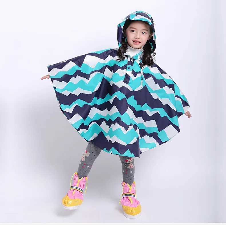 Kids Stylish Rain Poncho Waterproof Jacket Coat for Girls Boys Cape coat Hooded wear Printed Thin rain jacket Y240810