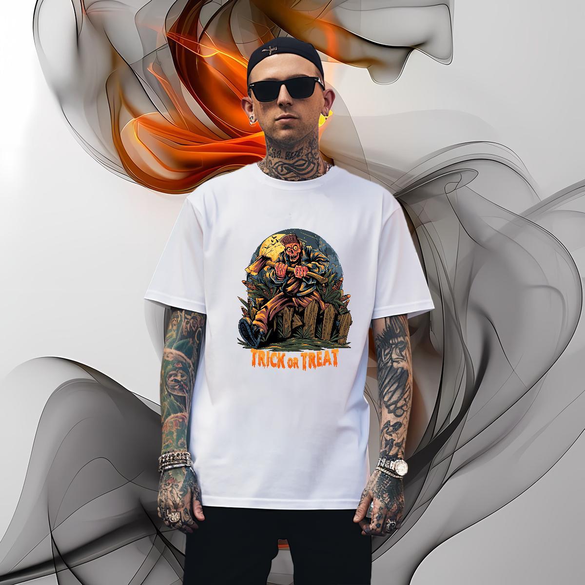 Brand T-Shirts for Men Halloween Breathable Crew Neck Summer Casual Anime 230g Pure Cotton Couples T Shirts New Tshirts