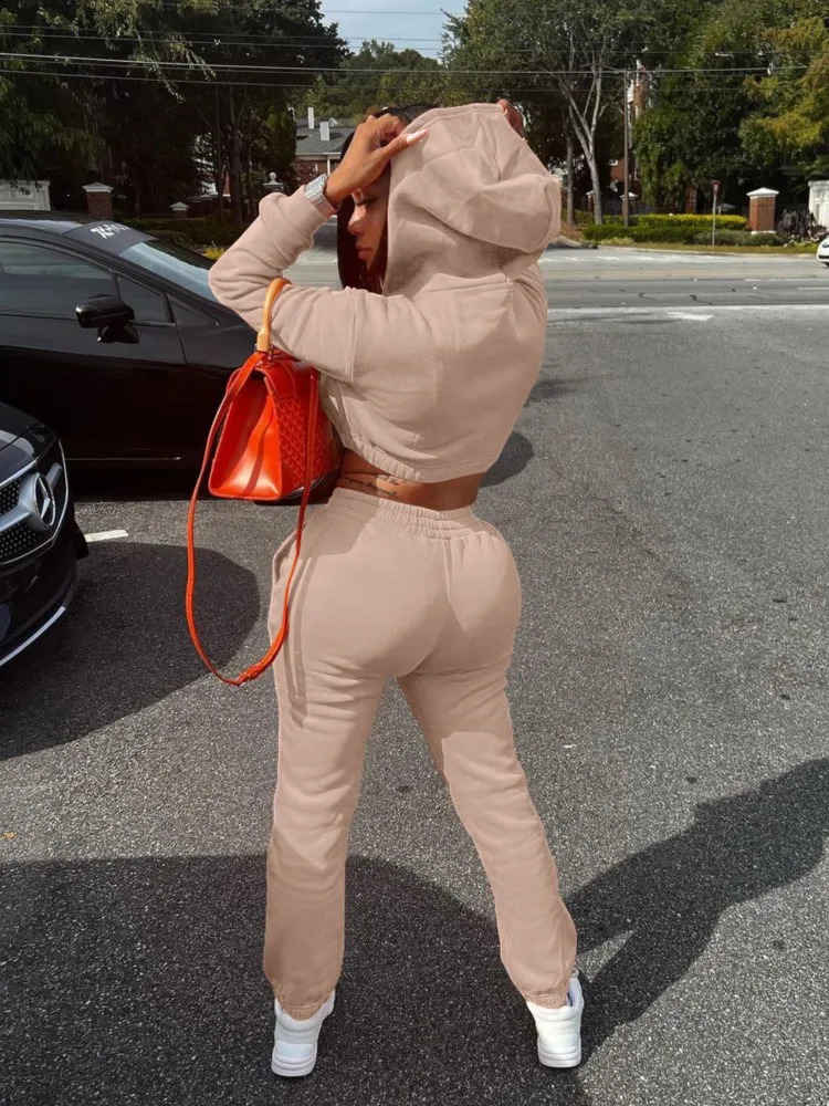 Sporty Fitness Tracksuit Active Wear Workout Sweatshirt Top And Sweatpants Jogger Casual Sweat Suit Ensemble Women Two Piece Set 240812