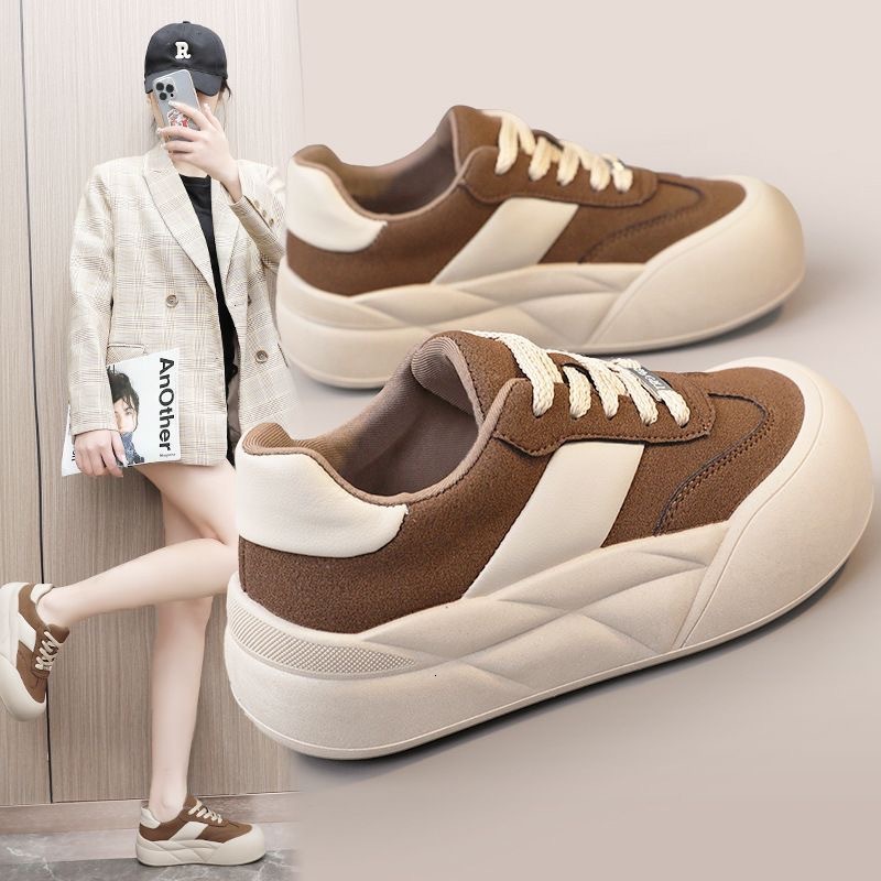 Ddmysports Melad Big Bread For Women New Spring And Autumn Thick Bottom Eight Increasing Student Versatile Round Ead Trendy Board Shoes Outdoor