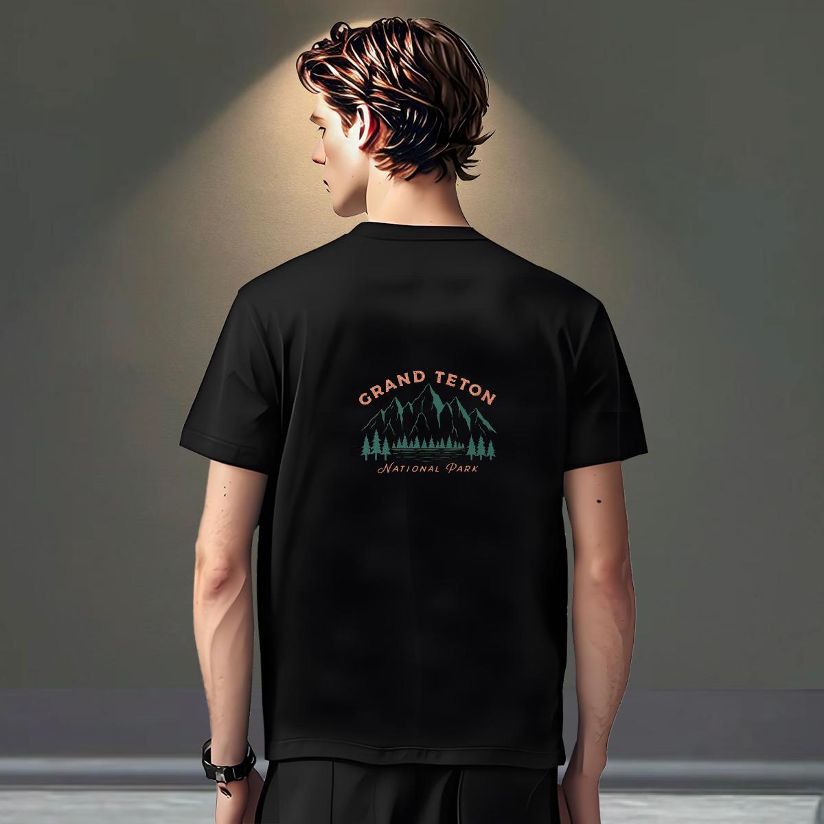 Fashion T Shirt For Man mountains Tees 100% Cotton 230g Hip Hop Street Wholesale Custom Big Size Breathable Crew Neck Mens Tshirts