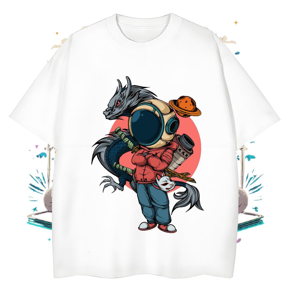 Brand T-Shirts 230g Cotton Tshirts Beach Crew Neck Breathable Anime Loose Fit Tee Shirt