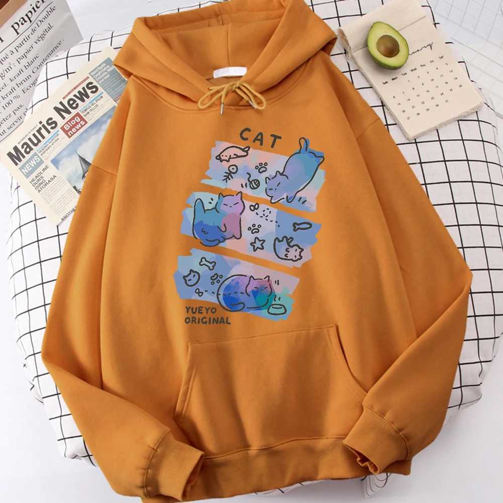 Fat cat fantasizes about fishing and eating fish in the water boy hoodie sports shirt hoodie daily graphic topW240724