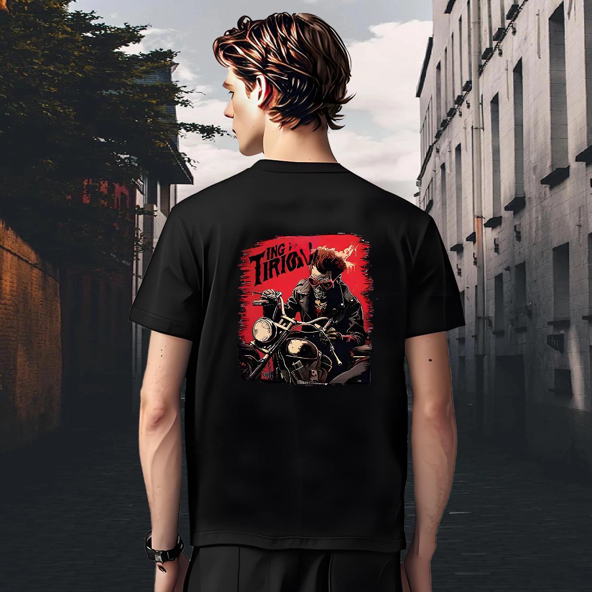 New Designer T Shirt For Man Motorcycle Tops Tees 230g 100% Cotton Casual Beach Brand Oversized 4XL O Neck Short Sleeves Couples T Shirts