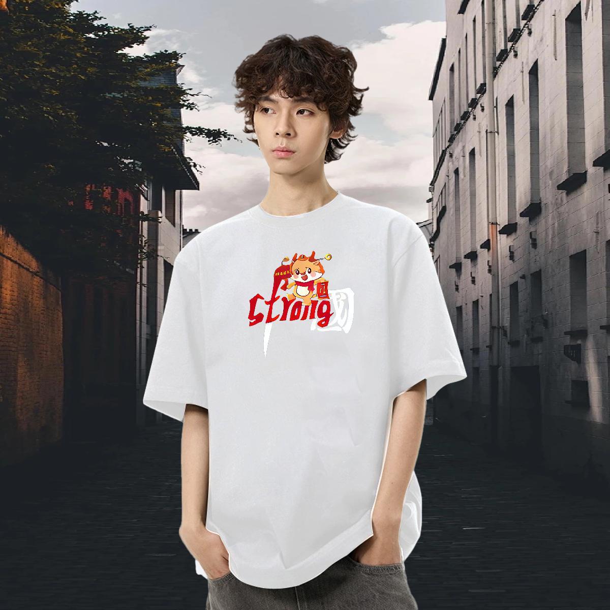 New Arrival T shirt Cartoon Dragon Tees Shirts 230g 100% Cotton Sport Comfortable White Plus Size Breathable Short Sleeve Tshirts