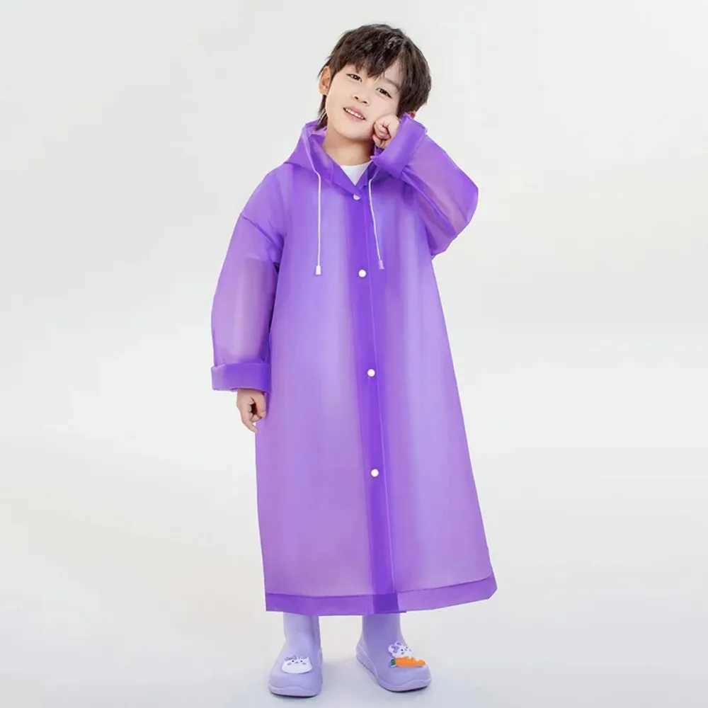 Solid Color Kids Raincoat Outdoor Waterproof Children Rain Poncho EVA Hoodie Rainwear Student Rain Coat Folding Kids Rain Coat Y240810