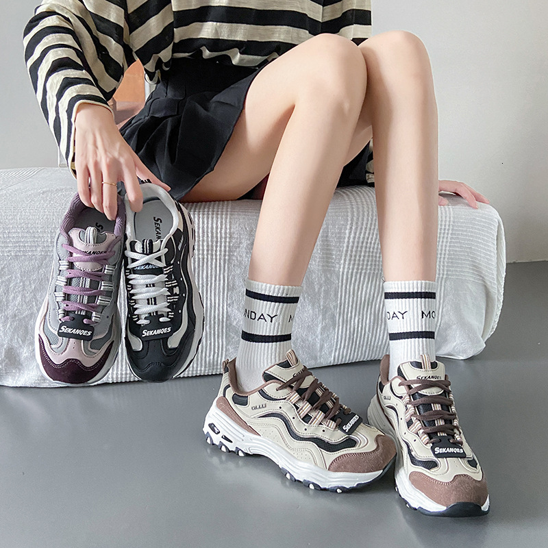 Ddmysports Spring New Dad For Female Students Korean Version Sports Casual Thick Soled High Rise Running Shoes SK Outdoor Shoes