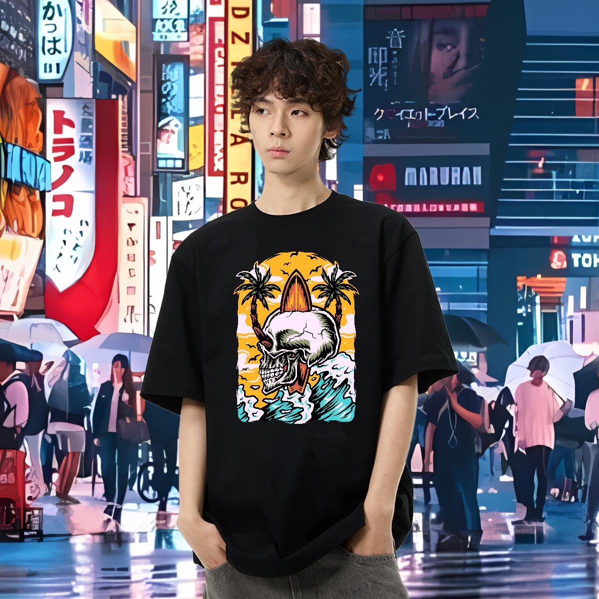 Fashion Design Mens T Shirts skull Clothings 230g Cotton Street wear Hip Hop Popular Custom Cartoon Crew Neck Breathable Couples T Shirts