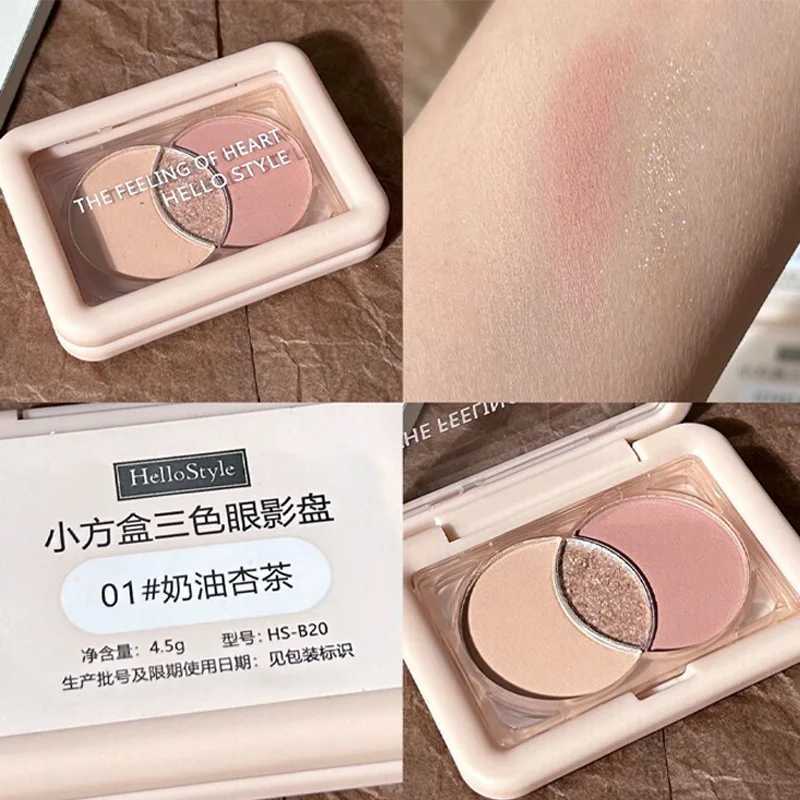 3Colors Eye Shadow Palette Pearlescent Shimmer Eyeshadow Small Square Box Matte Shadow For Eye Pigments Korean Makeup CosmeticsCL240812