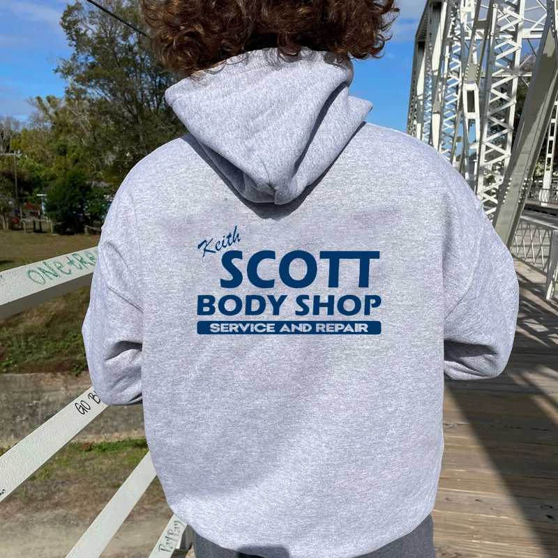 Keith Scott Body Shop Unisex Hoodie One Tree Hill Lucas Distressed Hooded Replica Sweatshirt Cotton Women Clothes Pullovers CL240812