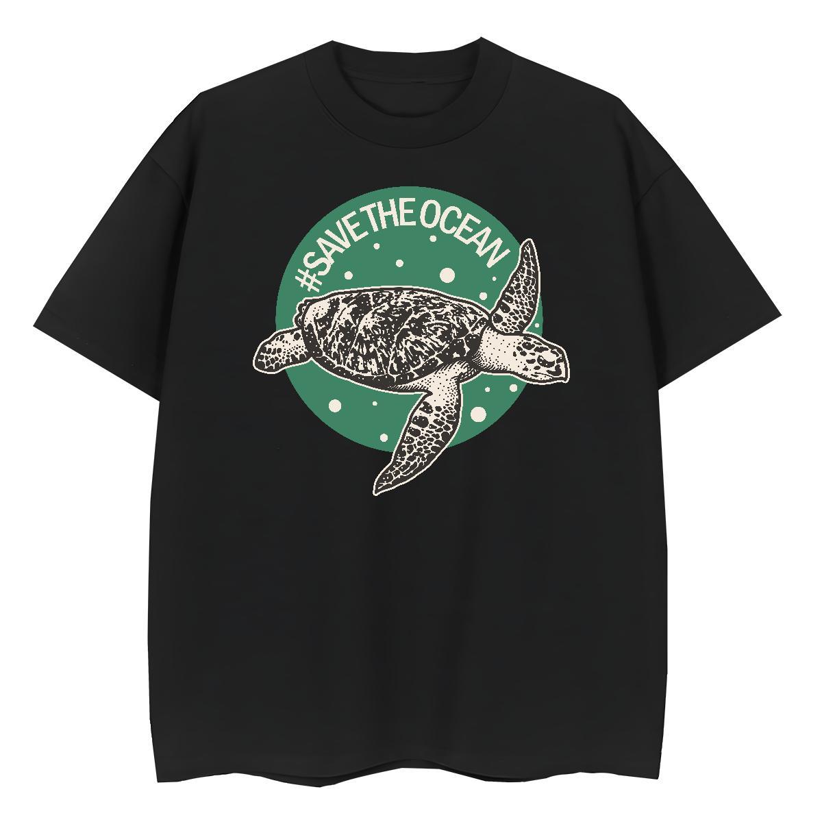 Cool Men Tshirts Street 230g 100% Cotton Black Oversized O Neck Short Sleeves tortoise Mens T Shirts Brand Clothes
