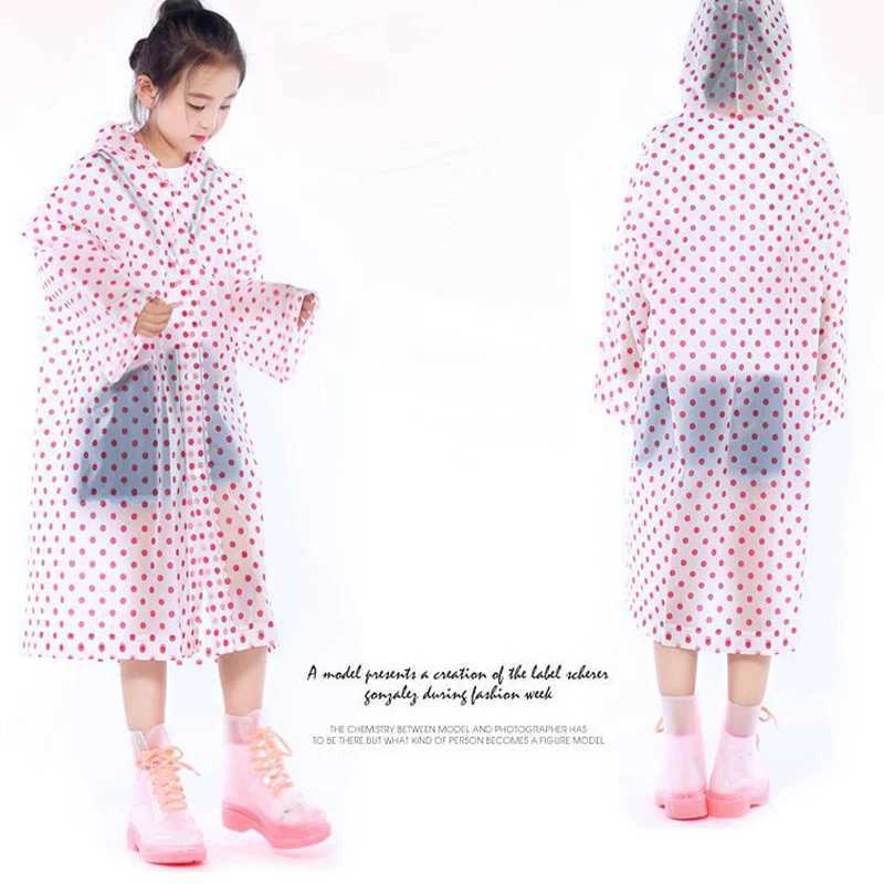Portable Reusable Rain Coat For Children Kids Colorful Dots Rain Poncho Waterproof Poncho Rainwear For Outdoor Travel Y240810
