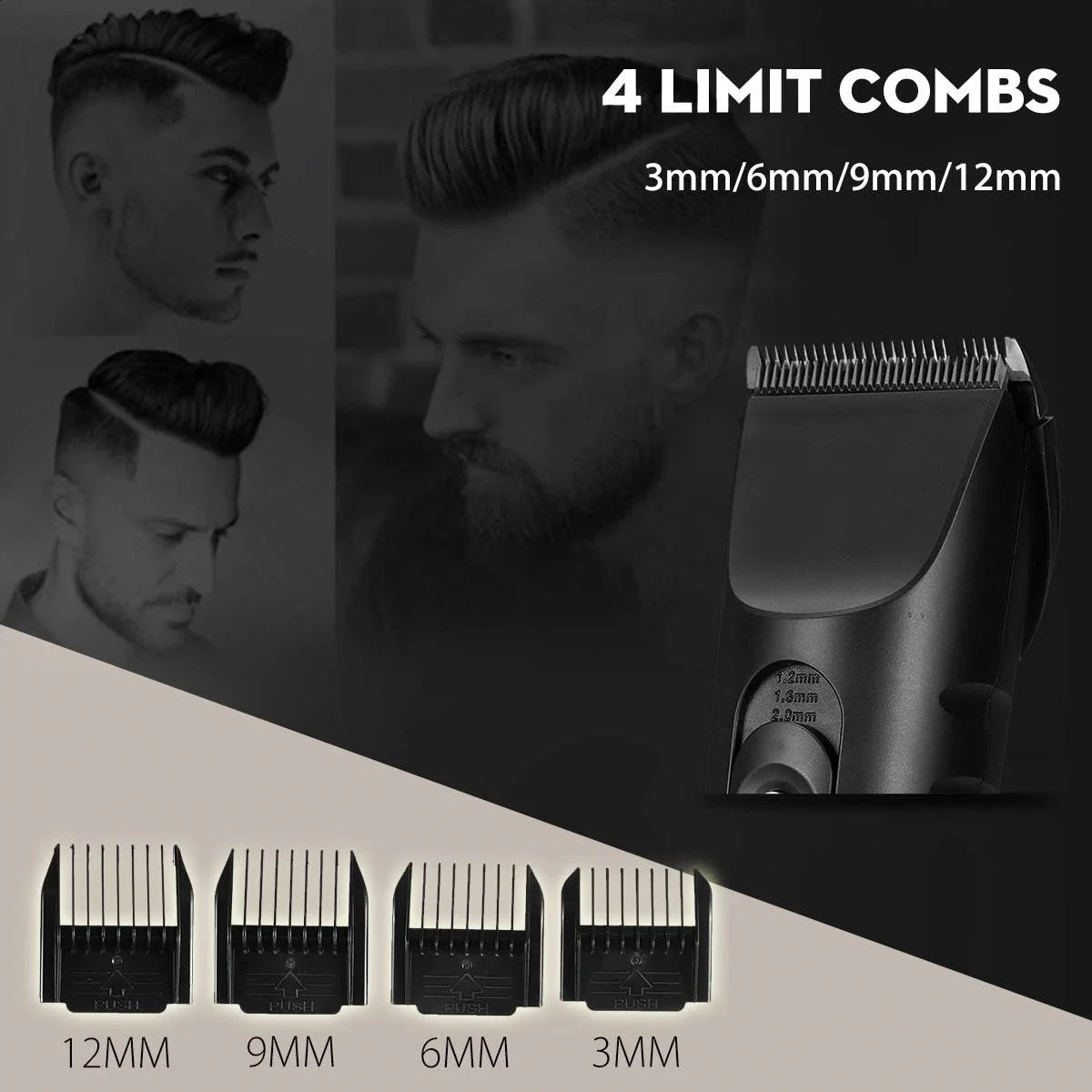 Professional Hair Timmer LCD Display Waterproof Low Noise Electric Hair Clipper Beard for men Barber Hair Cutting Machine 240806