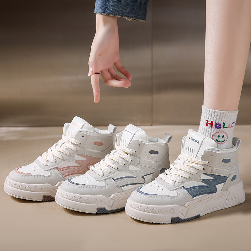 Ddmysports Autumn Winter New Thick Sole Little White Student Igh Top Sports Board Korean Edition Trendy Casual Running Shoes Outdoor