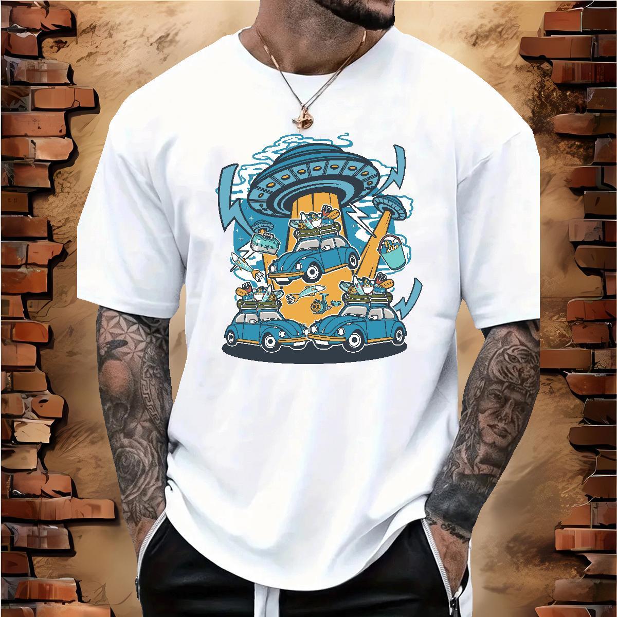 Fashion Casual Man T Shirts UFO Tees Shirts 230g 100% Cotton Sport Comfortable Oversized 4XL Pure Cotton Couples T Shirts