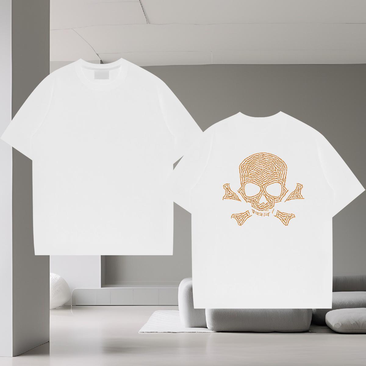 2024 Designer T-Shirts for Men skull Top Tees 100% Cotton 230g Hip Hop TOP Quality DIY Anime Breathable Short Sleeve Men Clothes T-Shirt