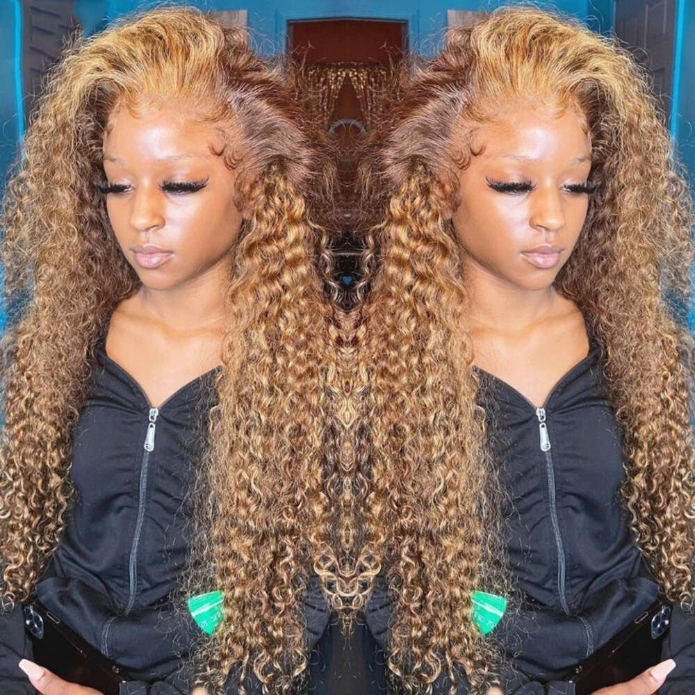 Kinky Wigs Highlight 13X6 Frontal 100% Human Hair Water Deep Curly Wave 13X4 HD Lace Front Wig