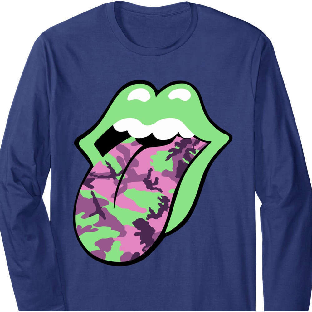 Long Sleeve Shirts for Men sweatshirt Official Pink Camo Tongue Long Sleeve T shirt Tee Streetwear Casual tops clothes