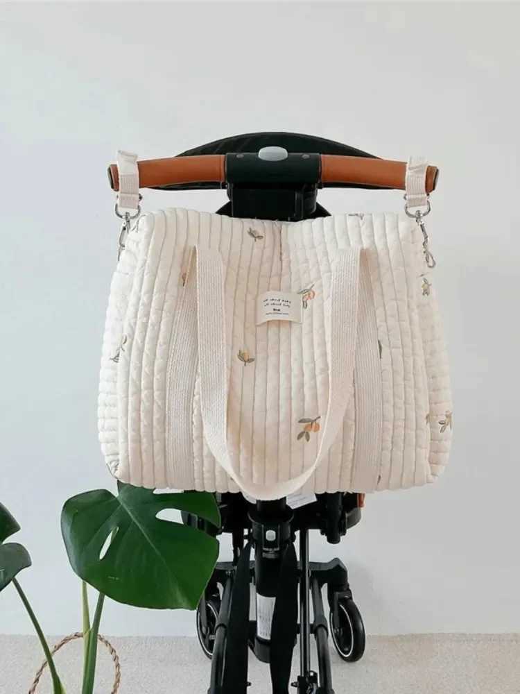 Baby care diaper bag Korean mummy shoulder bag newborn embroidery childrens stroller diaper storage organizer big handbag W240812