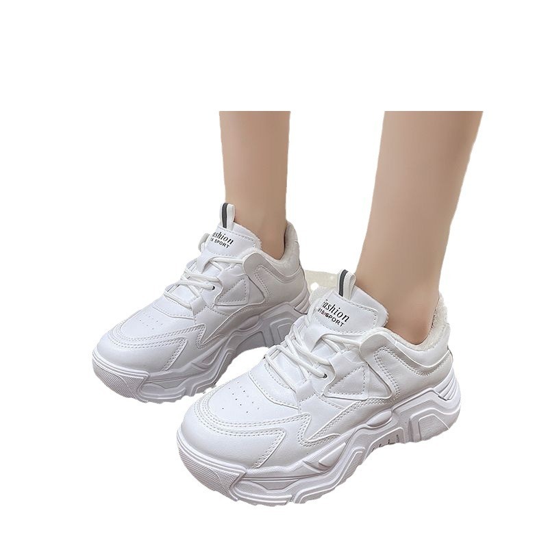 Ddmysports Dad S Thick Sole Spring New Korean Version Casual Versatile Sponge Cake Student Women White Sports Shoes Outdoor Shoes